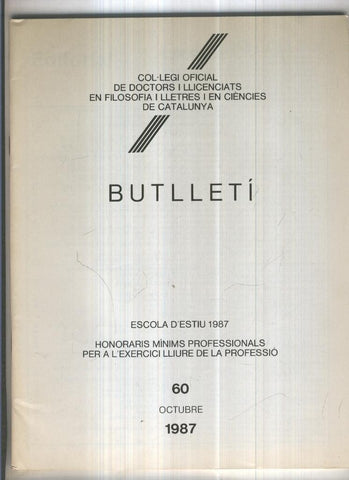 Butlleti numero 60, Col. Ofic. Doctors i Llicenciats Filosofia i Lletres Catalunya