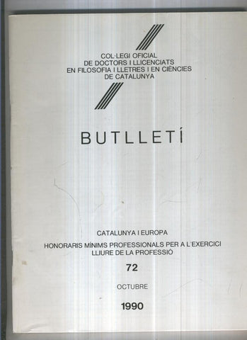 Butlleti numero 72, Col. Ofic. Doctors i Llicenciats Filosofia i Lletres Catalunya