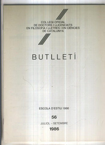 Butlleti numero 56, Col. Ofic. Doctors i Llicenciats Filosofia i Lletres Catalunya