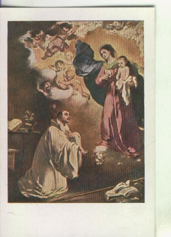 Postal : Murillo: Aparicion de la Virgen a San Bernardo