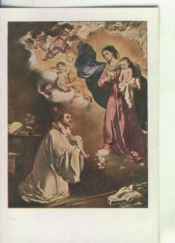Postal : Murillo: Aparicion de la Virgen a San Bernardo
