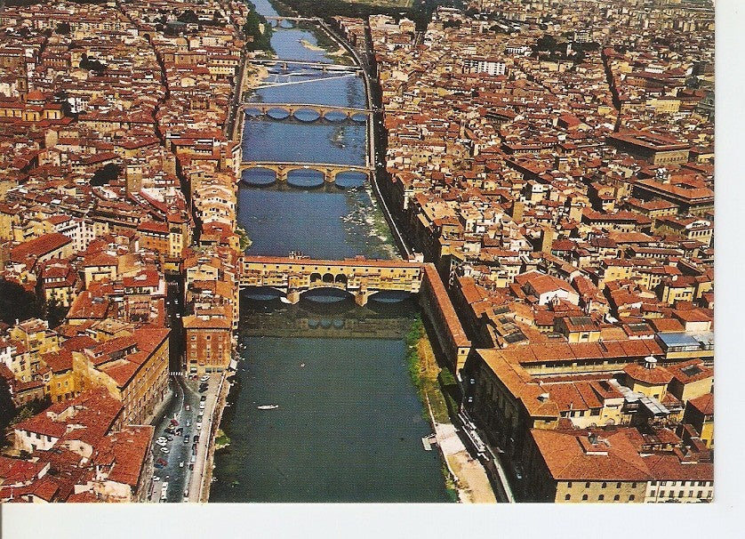 Postal 032018 : Firenze. Aerial view de lArno and the bridges