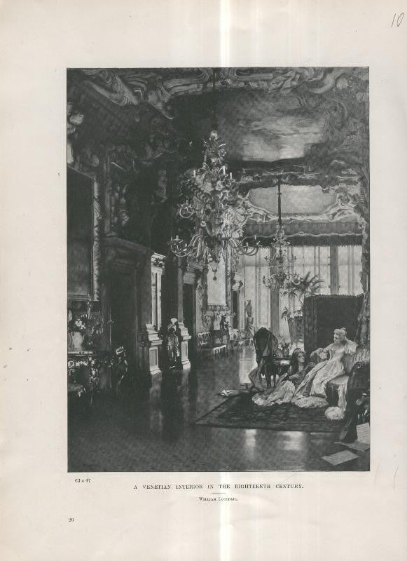 Lamina 010: A venetian interior in the Eighteenth Century por William Logsdail