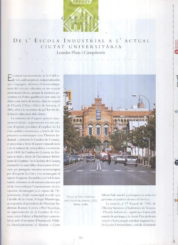 Terrassa capitol XIX: De l'escola industrial a l'actual ciutat universitaria