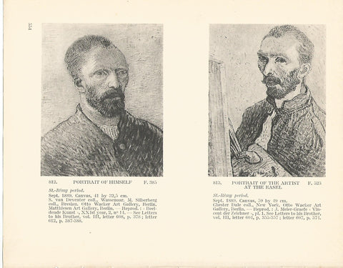 LAMINA 1206: VAN GOGH. Portrait of Himself. Portrait of the Artist at the Easel.