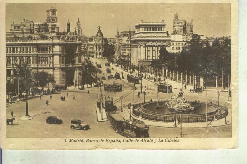 Postal 013318: Banco de España, Cibeles y calle de Alcala en Madrid
