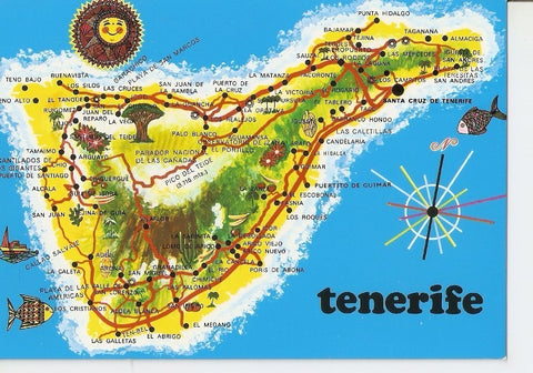 Postal 039353 : Tenerife. Mapa de la Isla
