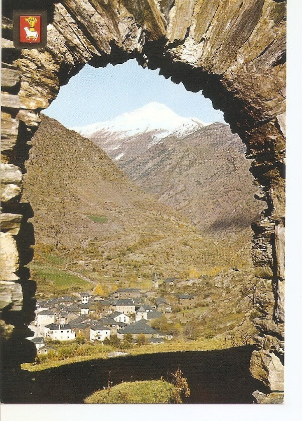 Postal 042488 : Pirineu Catala (Lleida). Vall Farrera. Alins. Vista general i pic Monteixo al fons