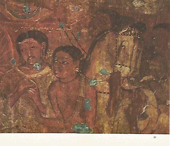 LAMINA 1532: Escena de la Visvantara jataka. Dos mendigos ante Visvantara. Cueva XVII. Siglo V