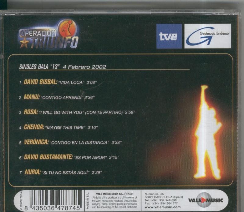 CD: Operacion Triunfo Gala numero 13 del 04.02.2002