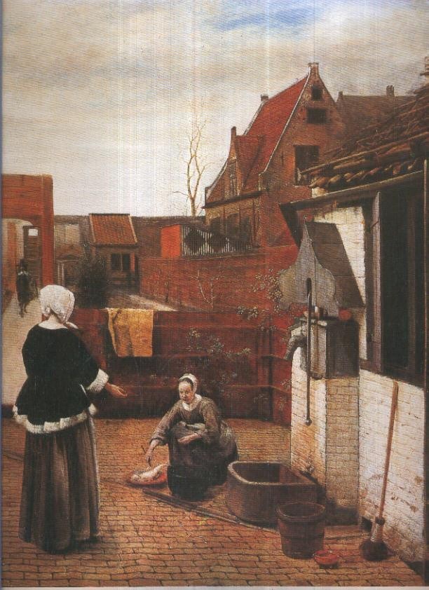 Lamina numero 01: Pieter de Hoock: Mujer y su sirvienta en un patio