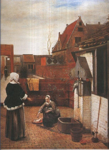 Lamina numero 01: Pieter de Hoock: Mujer y su sirvienta en un patio