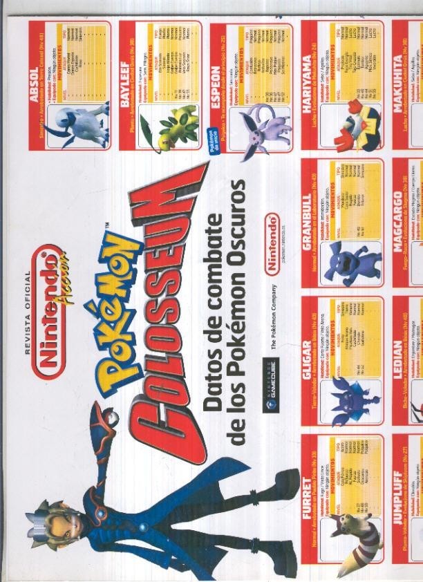 Poster: POKEMON COLOSSEUM - Datos de combate de los Pokemon Oscuros (Nintendo Accion)