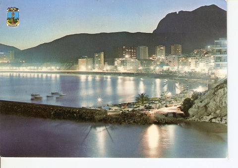 Postal 037398 : Benidorm (España). Puerta y playa poniente de noche