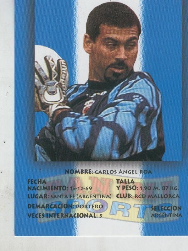 Ficha Postal Panini Sport:  Carlos Angel Roa