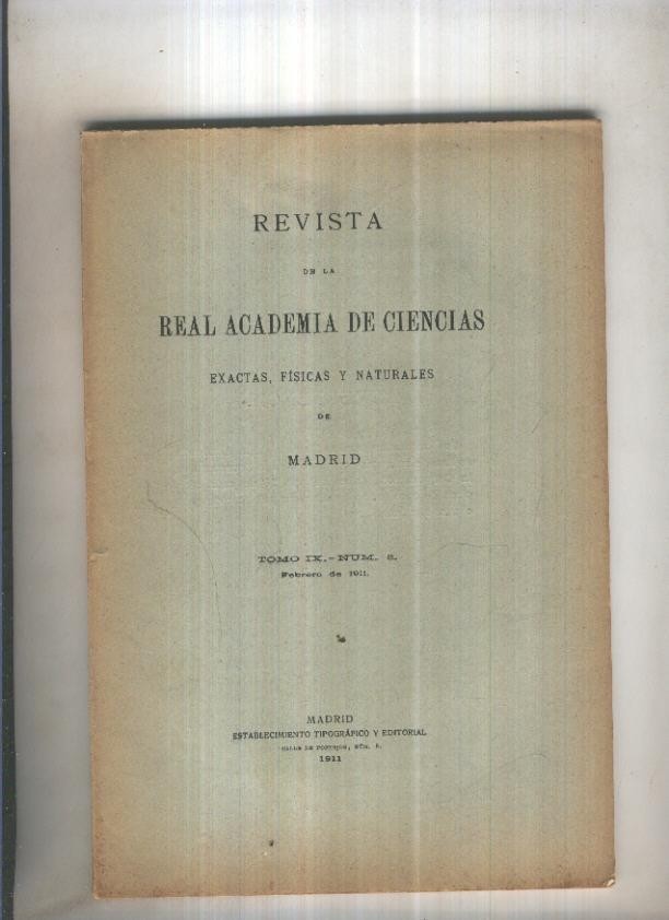 Revista de la Real Academia de Ciencas, tomo IX, numero 8