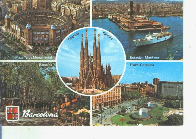 Postal 014489: Vistas varias de Barcelona