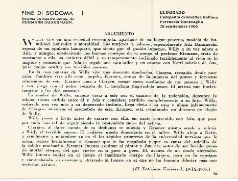 LAMINA 2476: Argumento de Fine di Sodoma. El Dorado 28 septiembre de 1905