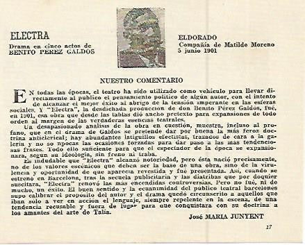 LAMINA 2508: Electra de Benito Perez Galdos. El Dorado 5 junio 1901