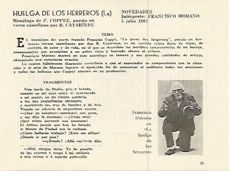 LAMINA 2549: Argumento y fragmentos de La Huelga de los Herreros. Novedades 5 julio 1902