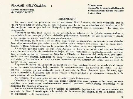 LAMINA 2569: Argumento de Fiamme nellombra. El Dorado 5 abril 1905