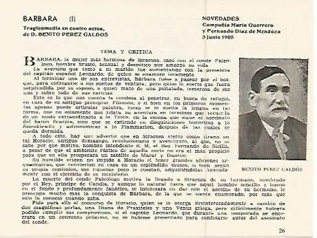 LAMINA 2583: Argumento y critica de Barbara. Novedades 3 junio 1905