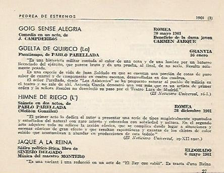 LAMINA 2615: Estrenos de teatro 1901