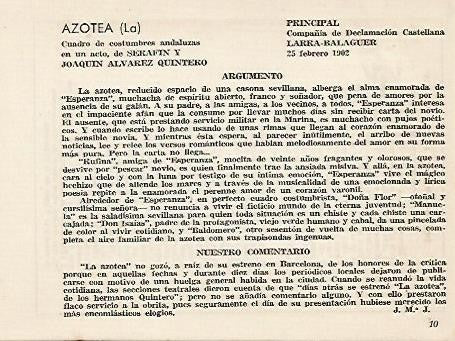 LAMINA 2630: Argumento y comentario de La Azotea. Principal 25 febrero 1902