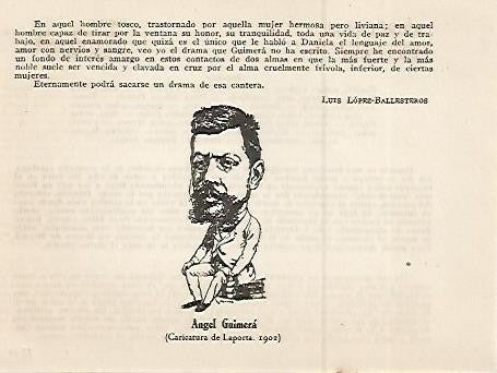 LAMINA 2633: Caricatura de Angel Guimera por Laporta 1901