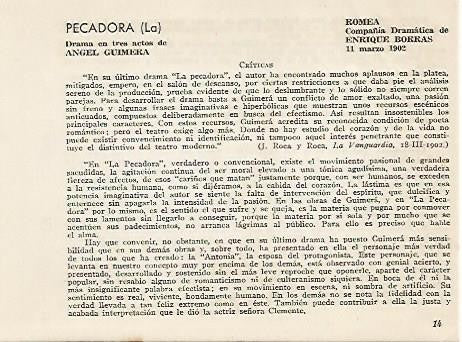 LAMINA 2634: Criticas de La Pecadora de Angel Guimera