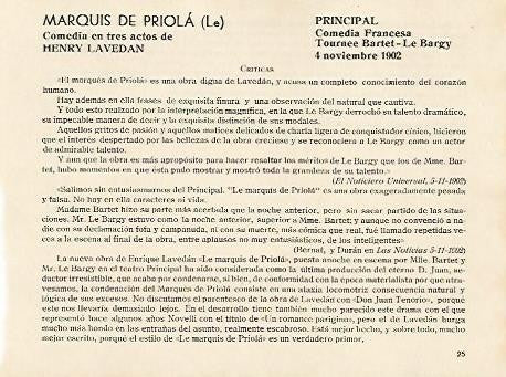 LAMINA 2678: Criticas de Le Marquis de Priola. Principal 4 noviembre 1902