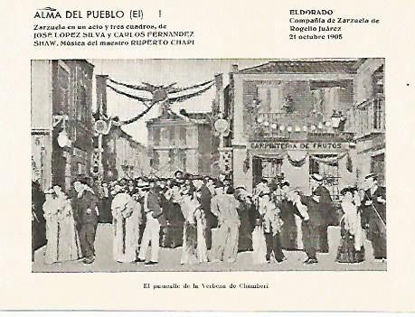 LAMINA 2691: Escena de la zarzuela El Alma del Pueblo. El Dorado 21 octubre 1905