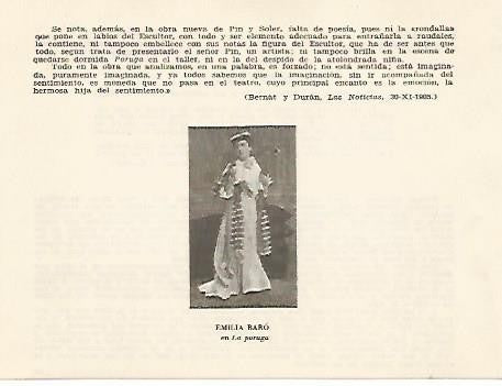 LAMINA 2696: Emilia Baro en La Poruga. Principal 6 noviembre 1905