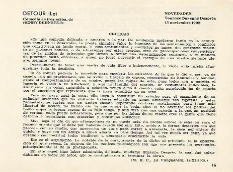 LAMINA 2702: Criticas de Le Detour. Novedades 13 noviembre 1905