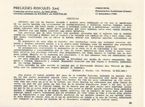 LAMINA 2716: Criticas de Les Precioses Ridicules. Principal 17 diciembre 1905