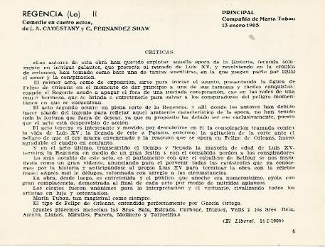 LAMINA 2723: Criticas de La Regencia. Principal 13 enero 1905 (II)