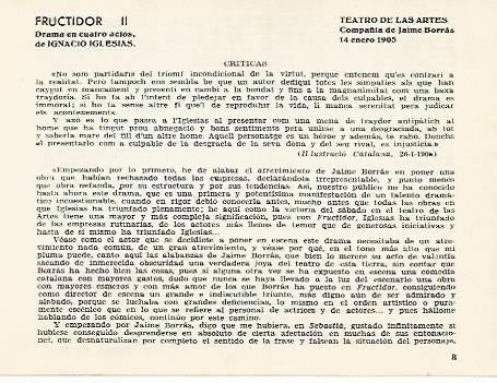LAMINA 2727: Criticas de Fructidor. Teatro de las Artes 14 enero 1905 (II)