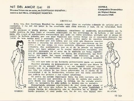 LAMINA 2730: Criticas de La Nit d Amor. Romea 20 enero 1905