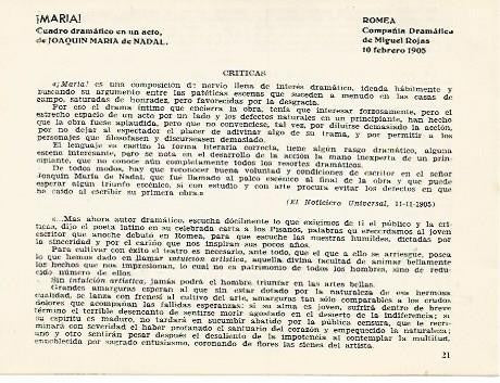 LAMINA 2741: Criticas de Maria. Romea 10 febrero 1905