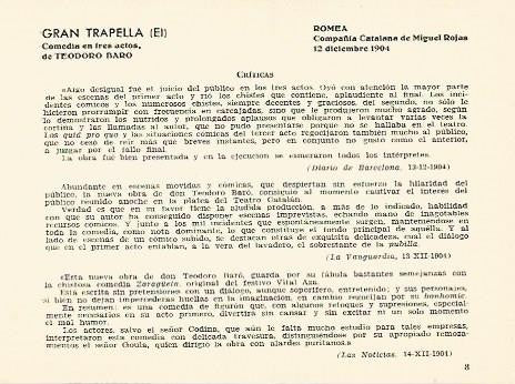 LAMINA 2760: Criticas de El Gran Trapella. Romea 12 diciembre 1904
