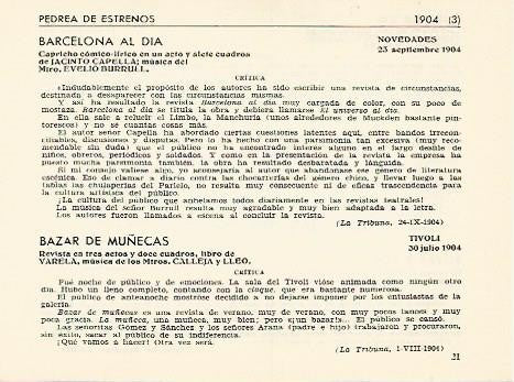 LAMINA 2772: Pedrea de estrenos de 1904 (II)