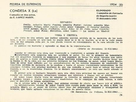 LAMINA 2775: Pedrea de estrenos de 1904 (IV)