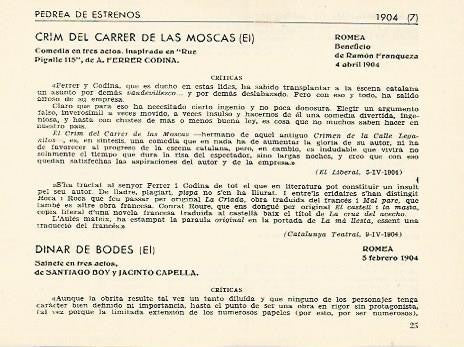 LAMINA 2776: Pedrea de estrenos de 1904 (V)