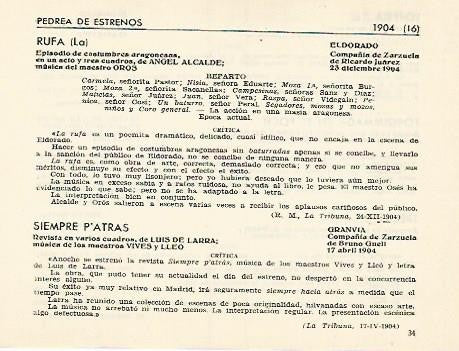 LAMINA 2785: Pedrea de estrenos de 1904 (XIV)