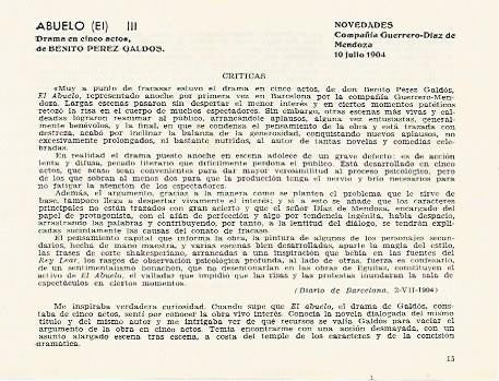 LAMINA 2803: Criticas de El Abuelo. Novedades 10 julio 1904