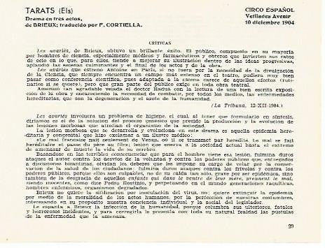 LAMINA 2819: Criticas de Els Tarats. Circo Español 10 diciembre 1904