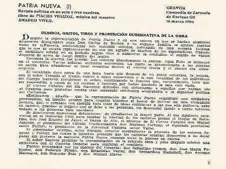 LAMINA 2825: Reparto y criticas de Els Punxa-Sarries obra de Santiago Rusiñol. Romea 26 febrero 1904