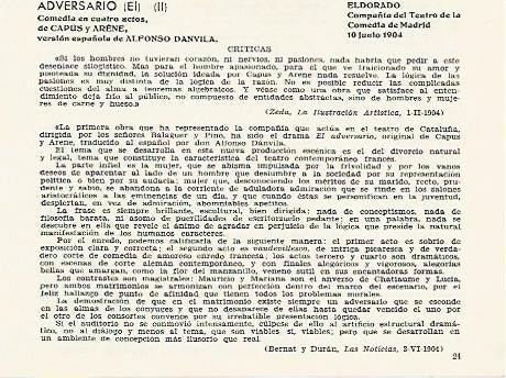 LAMINA 2847: Criticas de El Adversario. El Dorado 10 junio 1904