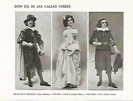 LAMINA 2853: Francisco Morano Concha Catala y Rosario Pino en Don Gil de las Calzas Verdes de Tirso de Molina
