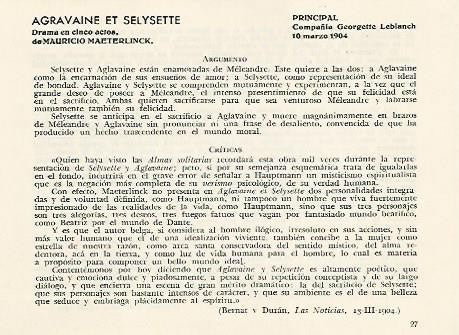 LAMINA 2883: Argumento y criticas de Agravaine et Selysette. Principal 10 marzo 1904